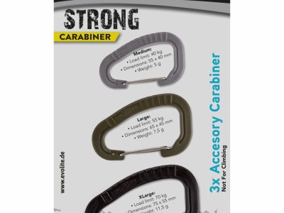 Evolite Strong 3’lü Karabina Seti – Siyah/Haki/Gri